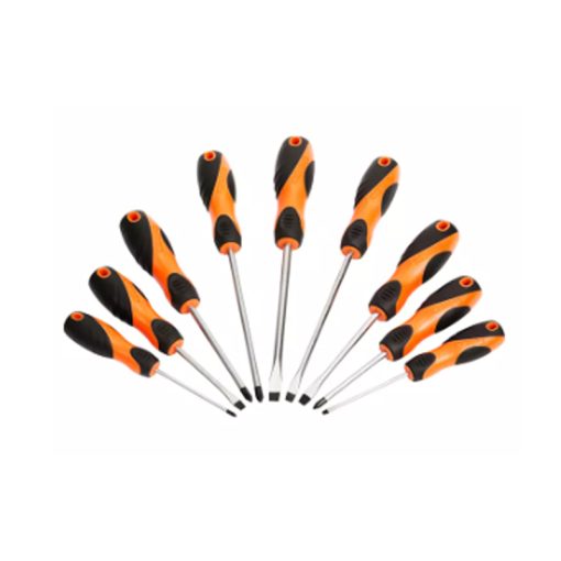 KENDO 9pc torque straight Screwdriver Set with Plastic Rack