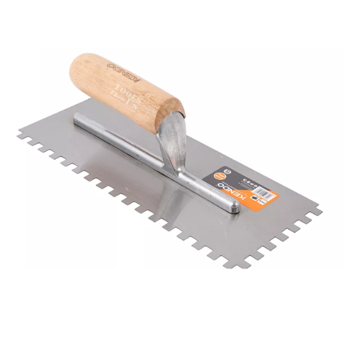 KENDO - Plastering Trowel with Teeth, Wooden Handle - KD-45329 KENDO Plastering Trowel with Teeth – Wooden Handle