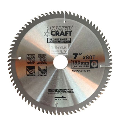 POWER CRAFT - CIRCULAR SAW BLADE 7X80T -PCCS184-80 POWER CRAFT Circular Saw Blade 7-1/4 x 80 Teeth for Wood