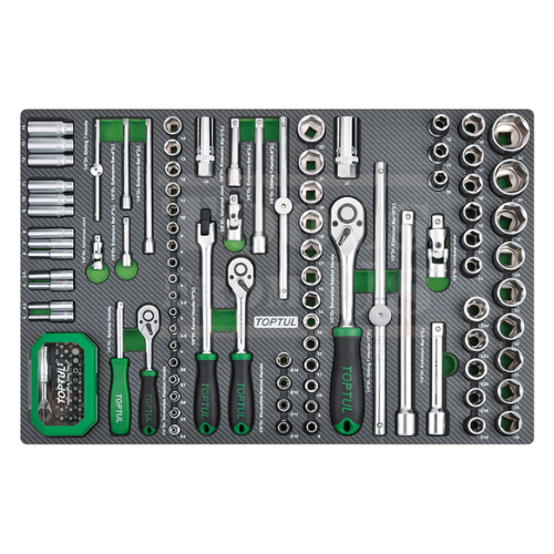 TOPTUL - 126PCS - 14, 38 & 12 Drive Flank Socket Set -GEDC611 TOPTUL 126PCS – 1/4″, 3/8″ & 1/2″ Drive Flank Socket Set