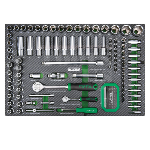 TOPTUL - 133PCS - Flank Socket Set - GEDD348 TOPTUL 133PCS – 1/4″ & 1/2″ Drive Flank Socket Set