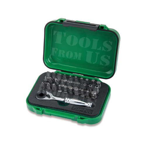 TOPTUL - 31-Piece Professional Grade Mini Ratchet Socket and Bit Set - GABW3103 TOPTUL 31PCS 1/4″ Hex Drive Mini Ratchet Bit Set