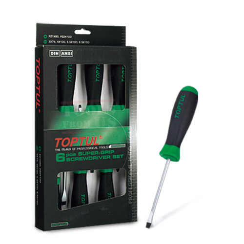 TOPTUL 6PCS Slotted & Pozidriv Super-Grip Screwdriver Set - GAAE0604 TOPTUL 6PCS Slotted & Pozidriv Super-Grip Screwdriver Set