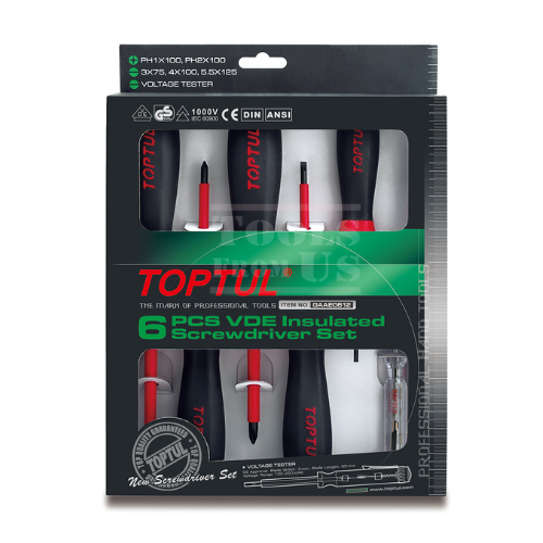 TOPTUL - 6PCS VDE Insulated Screwdriver Set - GAAE0612 TOPTUL 6PCS VDE Insulated Screwdriver Set