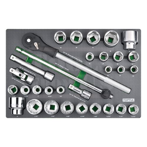 TOPTUL - Flank Socket Set (METRIC & SAE) - GED3108 TOPTUL 31PCS – 3/4″ DR. Flank Socket Set (METRIC & SAE)