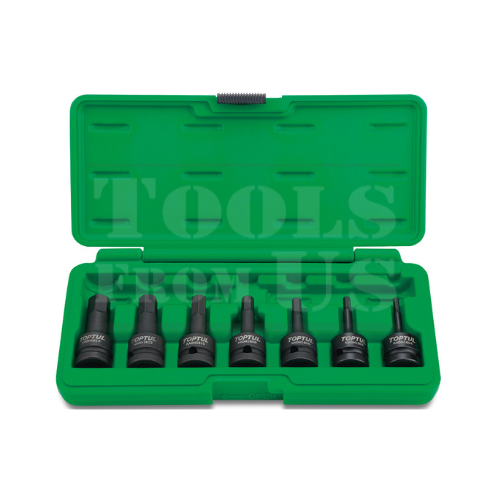 TOPTUL- Hex Bit Impact Socket Set -GDAI0702 TOPTUL 7PCS 1/2″ Drive Hex Bit Impact Socket Set