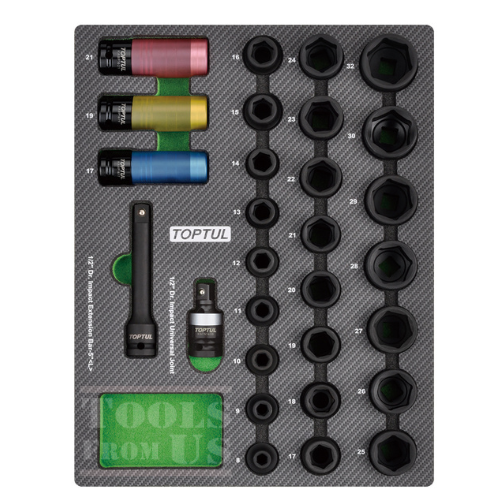 TOPTUL - Impact Socket Set - GEB2902 TOPTUL 29PCS – 1/2″ Drive Impact Socket Set
