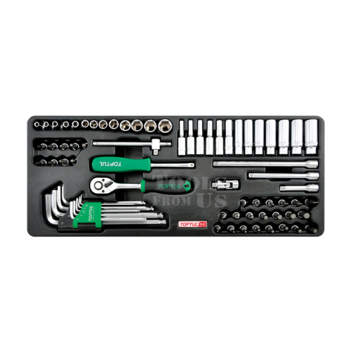TOPTUL - Socket & Ball Point Hex Key Wrench Set - GCAT7202 TOPTUL 72PCS 1/4″DR. 6PT Socket Set& Ball Point Hex Wrench Set