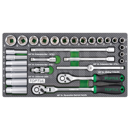 TOPTUL - Socket Set - GEA3005 TOPTUL 30PCS – 3/8″ Drive Socket Set